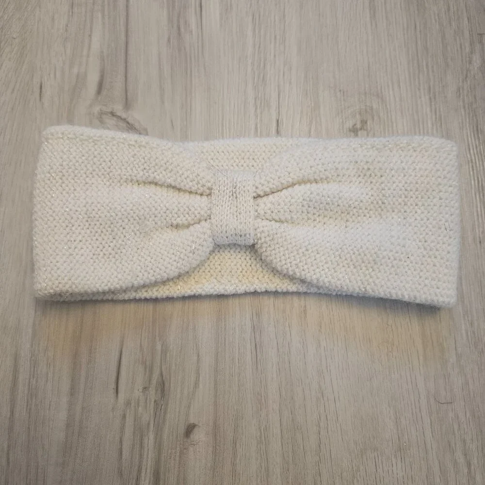 Children’s Place Knit Bow Headband Ear Warmer Cream White One Size